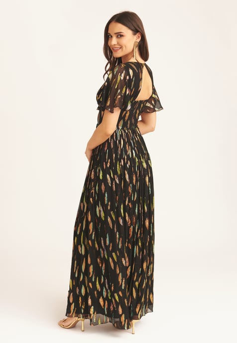 Multi-Jacquard-Maxikleid mit Engelsärmeln - Image 3