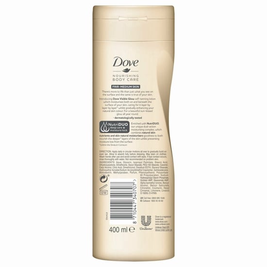 Dove Visible Glow Selbstbräunungs-Lotion Fair bis Medium 400ml - Image 2