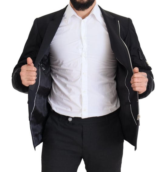 Dolce & Gabbana Schwarze Wolljacke mit Vollem Reißverschluss und Langen Ärmeln für Herren - Image 4