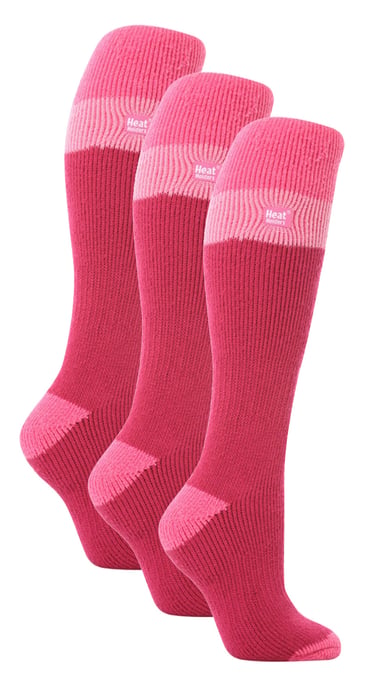 Heat Holders - 3er-Pack Ladies Thermal Knee High Ski Socks | WoMens Thick Winter 2.3 TOG Long Skiing Socks - Raspberry / Light Pink - Image 1