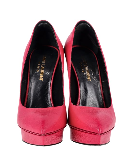 Saint Laurent Plateau-Pumps aus pinkfarbigem Leder - Image 3