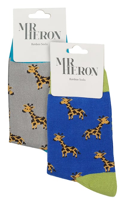 Herr Heron - 2 Paar Socken aus Bambus mit Tiermotiven - Giraffen - Image 2
