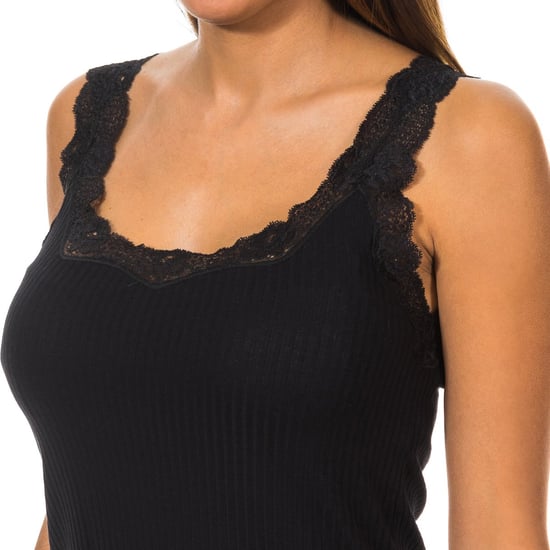 Damen Rundhalsausschnitt Spitze breiter Träger T-shirt 1072675 - Image 2