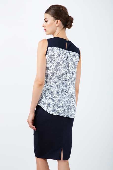 Fitted Pencil Skirt with Contrast White Stripe