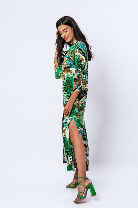 Maxikleid im Kaftan-Stil mit Tiermuster - Image 6