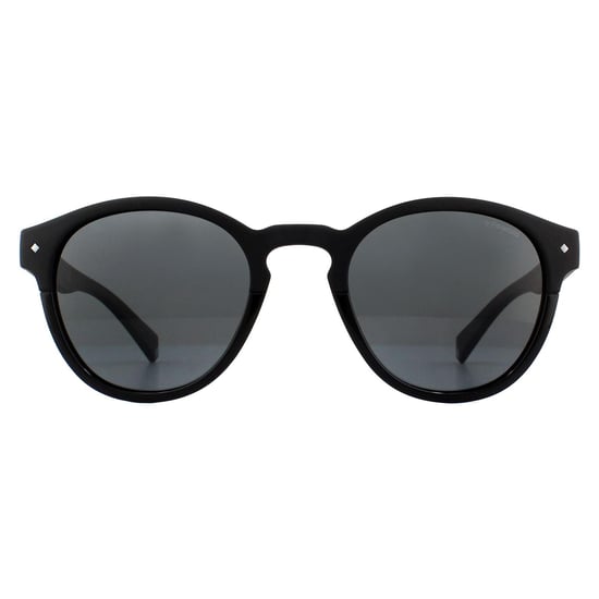 Polaroid Round Mens Black Grey Polarized Sunglasses