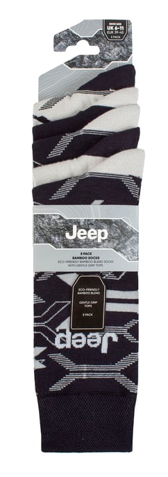 Herren Bambus Kleid Socken | Jeep | 5 Pack atmungsaktiv Freizeit Socken für jeden Tag tragen - Navy / Grau - Image 2
