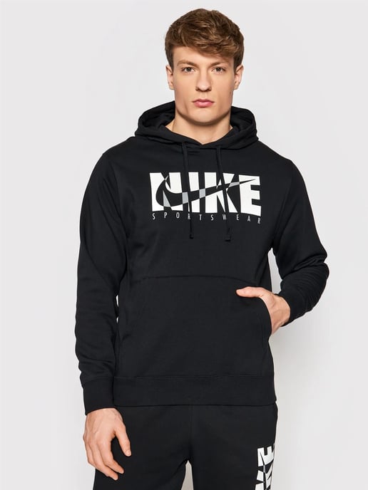Nike Herren Sportswear Fleece-Kapuzenpullover in Schwarz - Image 1