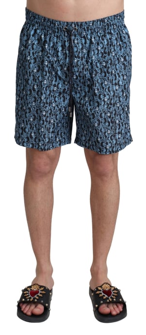 Dolce & Gabbana Short de bain de plage imprimé à motifs bleus pour hommes - Maillot de bain - Image 1