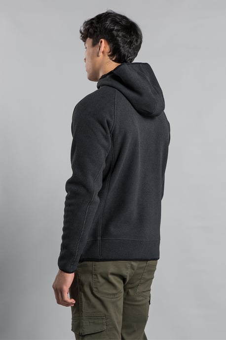 Grey Zip-Through Hooded Fleece With Sherpa Lining