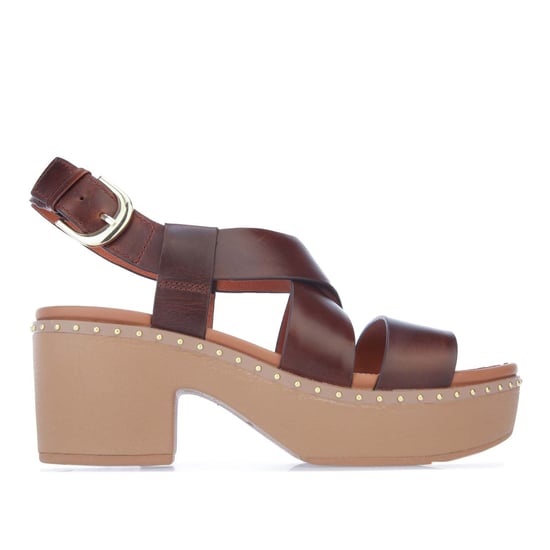 Women's Fitflop Pilar Back-Strap Leather Clogs in Chocolate
