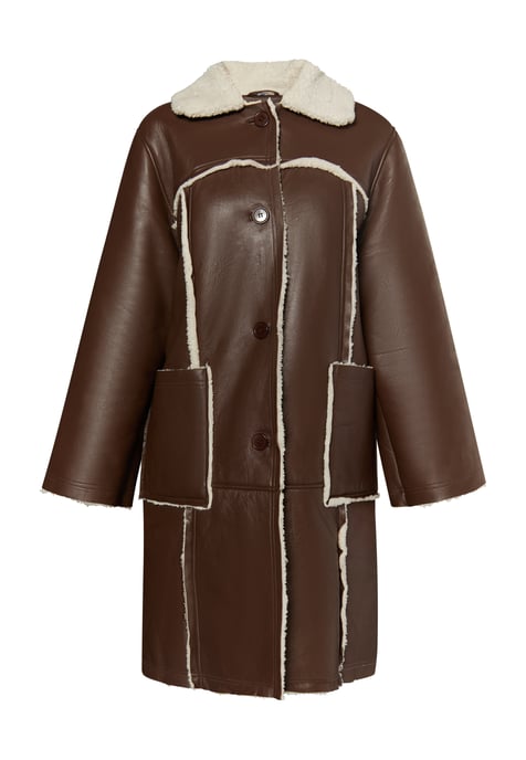 Dreimaster Mantel aus Lammnappa Damen braun - Image 1