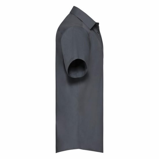 Russell Collection Easy Care Tailored Poplin Hemd für Männer, kurzarm (Grau) - Image 3