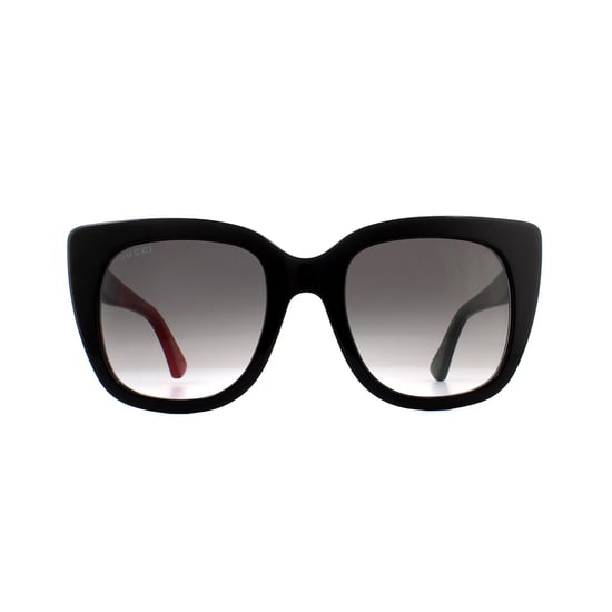 Gucci Katzenaugen Damen Schwarz mit Rot und Grün braunem Farbverlauf Sonnenbrille GG0163SN - Image 1