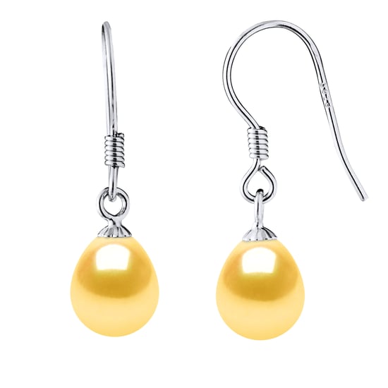 Earrings Hooks Freshwater Pearls 7-8mm Golden Pears 925