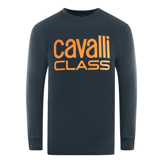 Cavalli Class Fettes Markenlogo Navy Blau Sweatshirt - Image 1