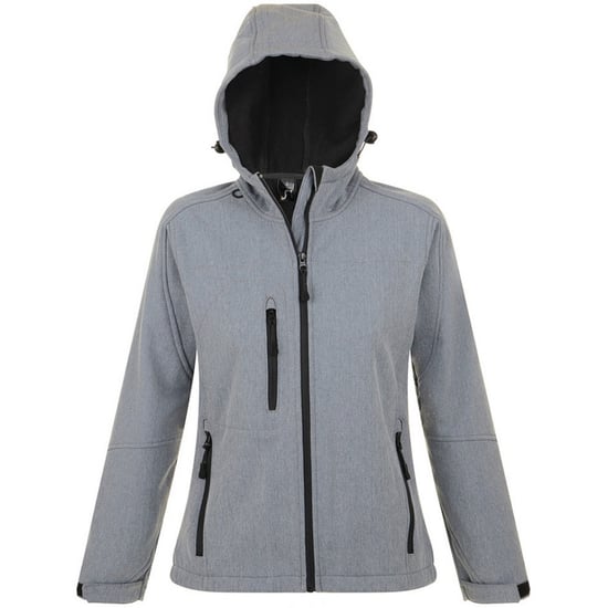SOLS Womens/Ladies Replay Hooded Soft Shell Jacket (atmungsaktiv, winddicht und wasserabweisend) (Grey Marl) - Image 1