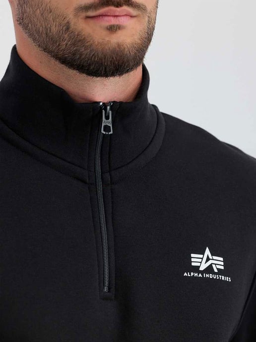 Alpha Industries Halbe Zip Sweatshirt SL Schwarz - Image 3