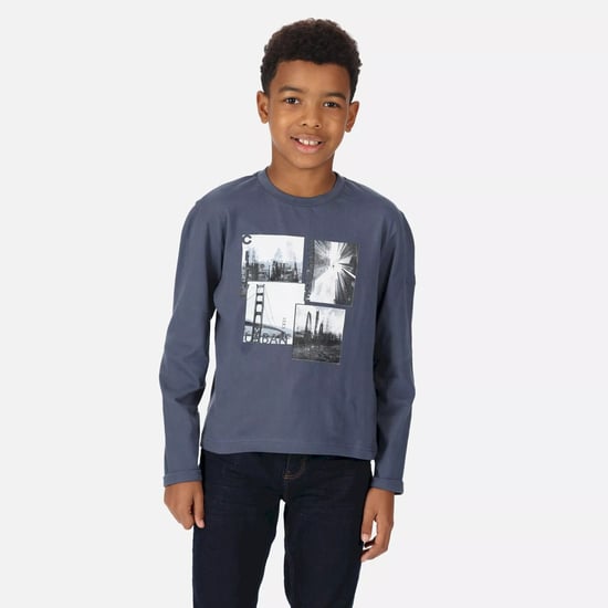 Regatta Childrens/Kids Wenbie III Landscape Langarm T-Shirt (Dark Denim) - Image 5