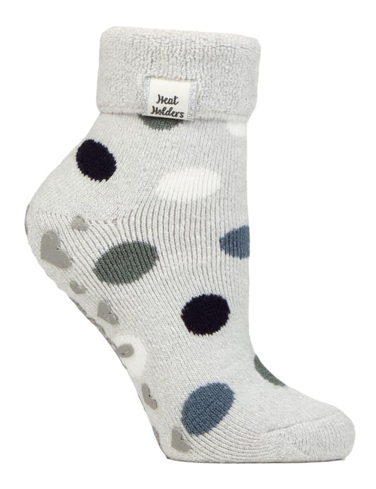 Damen Kuschelsocken mit Umschlagbündchen | Wärmehalter | Warme flauschige Lounge Socken für den Winter - Silver Dots - Image 1