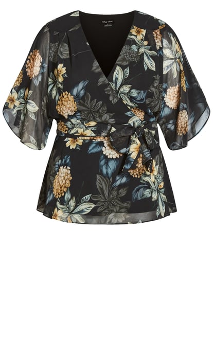 CITY CHIC Women's Golden Hydrangea Shirt - black
