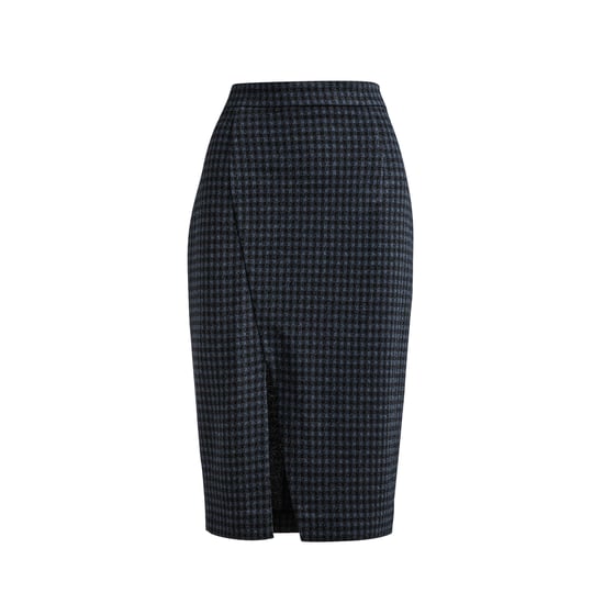 Blue Check Pencil Skirt