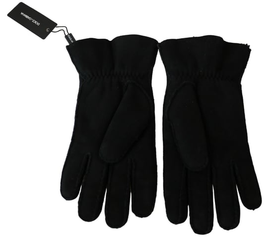 Dolce & Gabbana Herren Schwarze Leder Motorrad Biker Mitten Handschuhe - Image 5