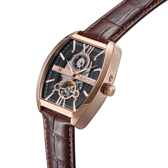 Heritor Automatische Masterson Semi-Skelett Lederarmbanduhr - Image 2