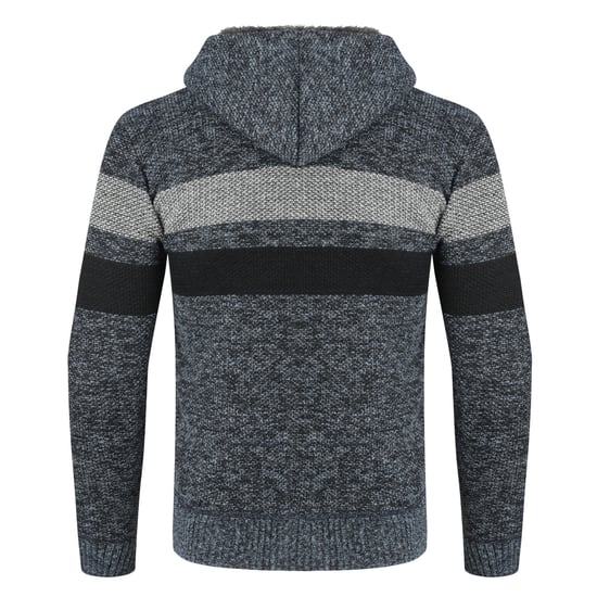 Herren Winter ubergangsjacke Strickjacke mit Kapuze Gefuttert Grobstrick Kapuzen Warme Jacke Hellgrau - Image 3