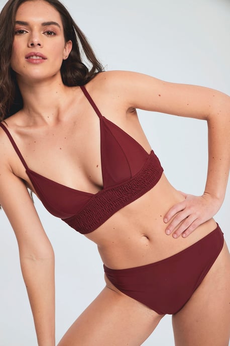 Herita Gepolsterter Kittel-Bikini-Set - Bordeaux - Image 3