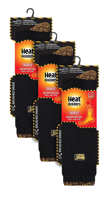 3 Paar Multipack Mens Long Thermal Work Socks | Heat Holders | Thick Knee High Heavy Duty Boot Socks - Black - Image 2