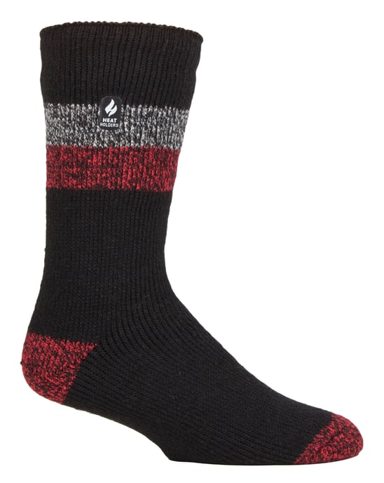 Wärmehalter - Herren Extra Dicke Thermosocken für den Winter | Warme Flauschige Fleece Isolierte Socken | Geschenke für Männer - Schwarz / Rot (Lindos) - Image 1