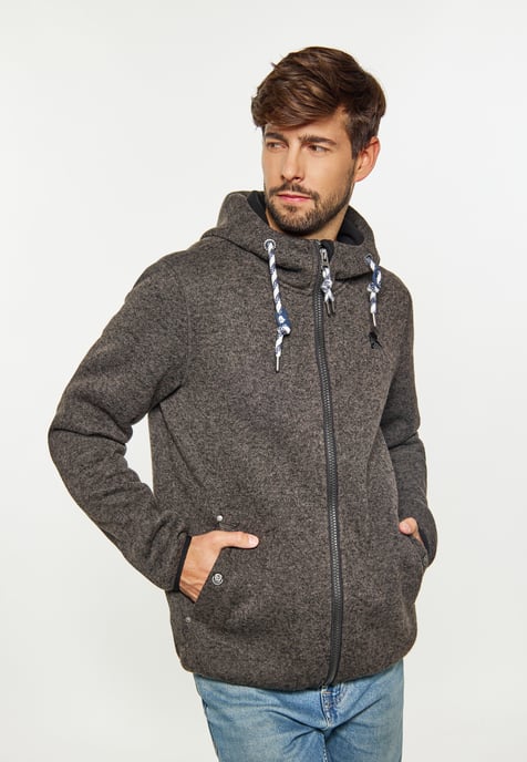 Schmuddelwedda Strickfleeceblouson Herren grau melange - Image 3