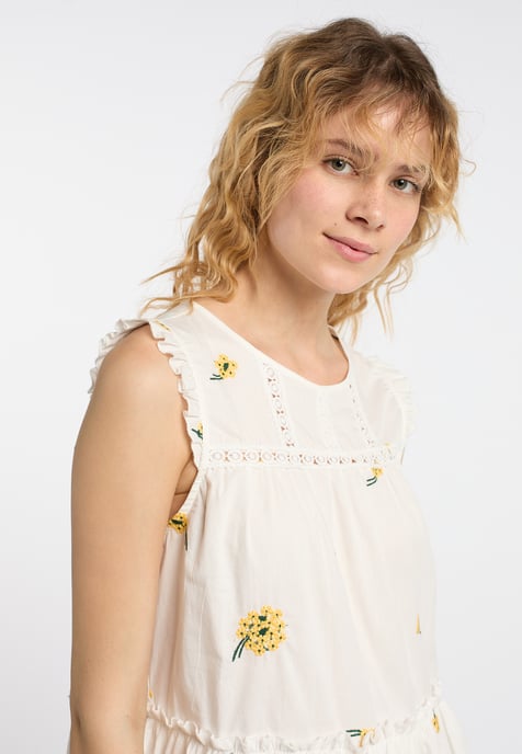Dreimaster Midikleid Damen Wollweiss Gelb - Image 5