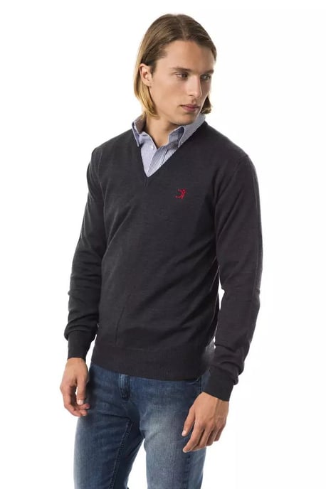 Uominitaliani Herren Grauer Merinowollpullover - Image 2