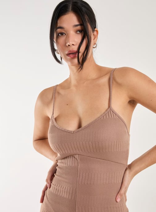Ribbed Bodycon Unitard All in One
