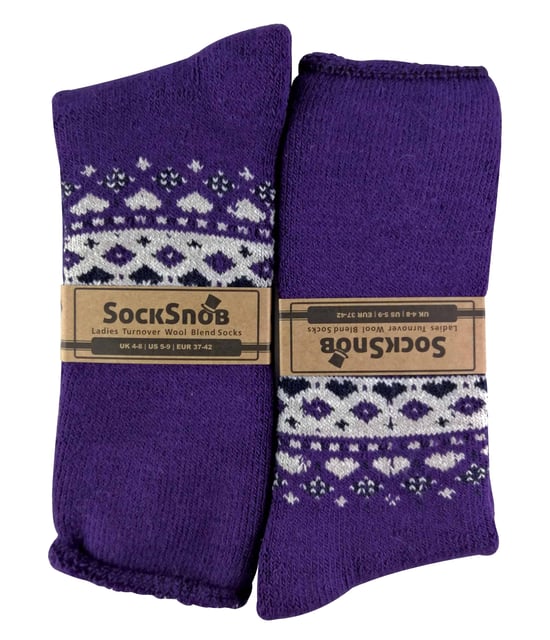 Sock Snob Damen Turn Over Top Warme Thermo-Winter-Nordic-Bettsocken - Image 2