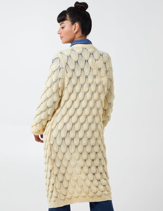 CAITLIN - Scallop Knit Longline Cardigan