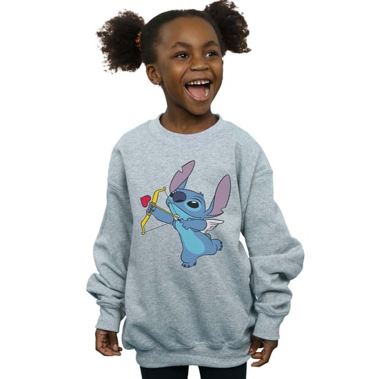 Disney Girls Lilo And Stitch Stitch Cupid Valentines Sweatshirt (Sports Grey)