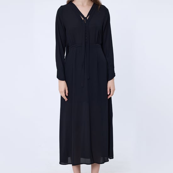 Langes Blusen-Kleid mit V-Ausschnitt - Image 3