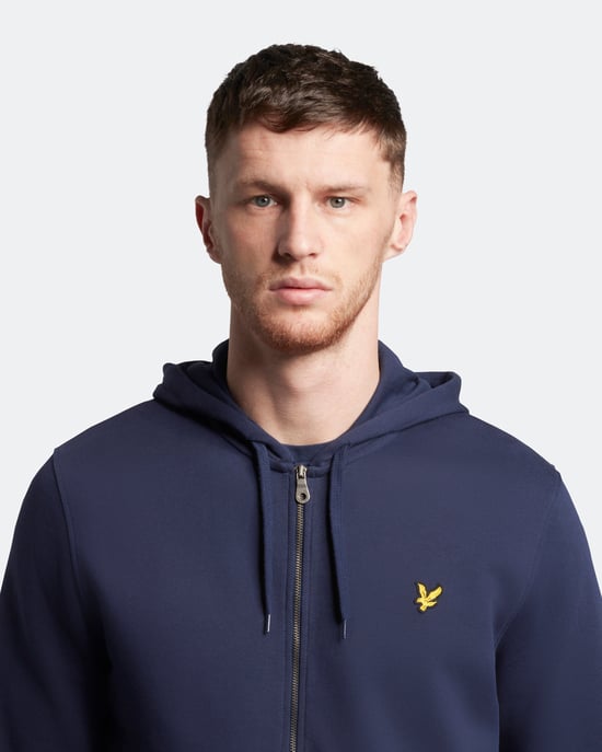 Lyle & Scott Kapuzenpullover mit Reißverschluss in Navy - Image 4