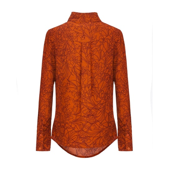Bluse mit überkreuztem Kragen und linearem Blumendruck - Image 4