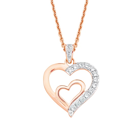 Amor Chain with pendant for ladies, sterling silver 925, zirconia (synth.) heart