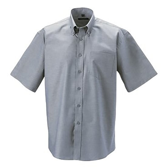 Russell Collection Herren-Kurzarmhemd aus pflegeleichtem Oxford (Silbergrau) - Image 1