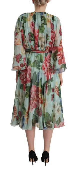 Dolce & Gabbana Damen Multicolor Grünes Seidenwickelkleid - Image 3