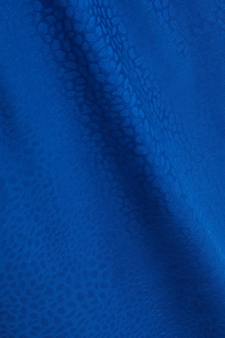 Curve Royal Blue Satin Animal Print Midi Dress