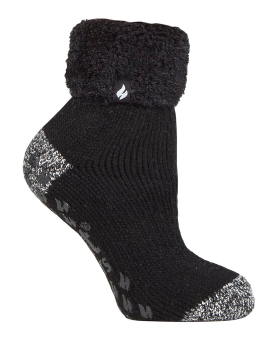 Heat Holders - 1 paire chaussettes antidérapantes de lit femme duveteux hiver - Noir (Queenstown) - Image 1