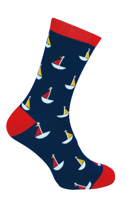 Herr Heron - Herren Bambus Socken | Neuheit Funky Socken | Gemusterte Argyle gestreifte Socken | Atmungsaktiv Weich | Geschenke für Ihn - Boote (Marine) - Image 1