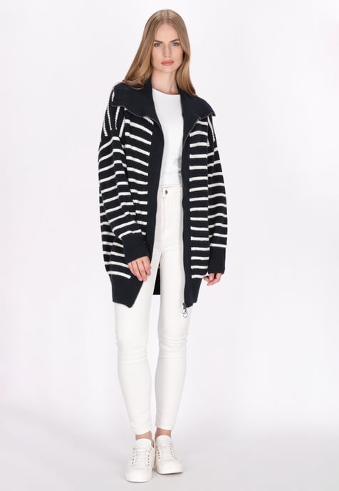 Dreimaster Cardigan Damen Marine Wollweiss - Image 2
