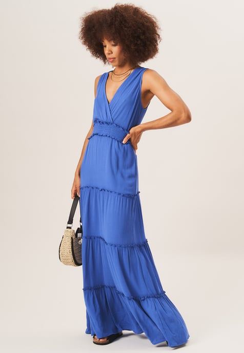 Geraffte Taille Wrap Tiered Midi Dress - Image 2